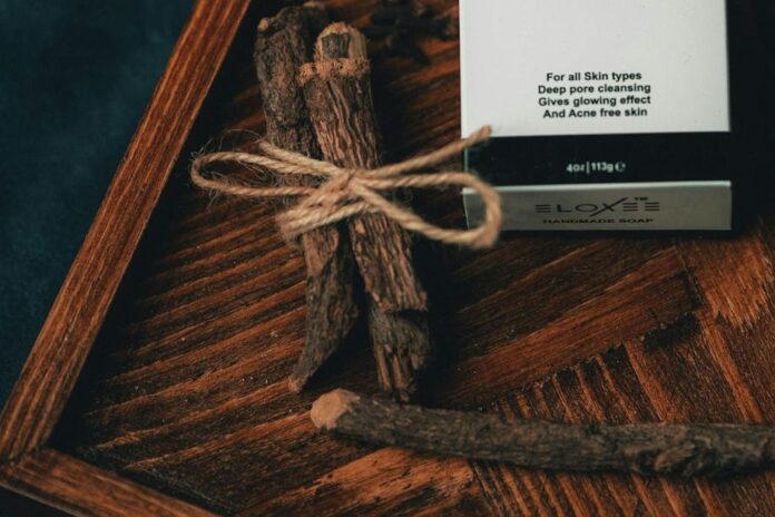 display of organic soap in box